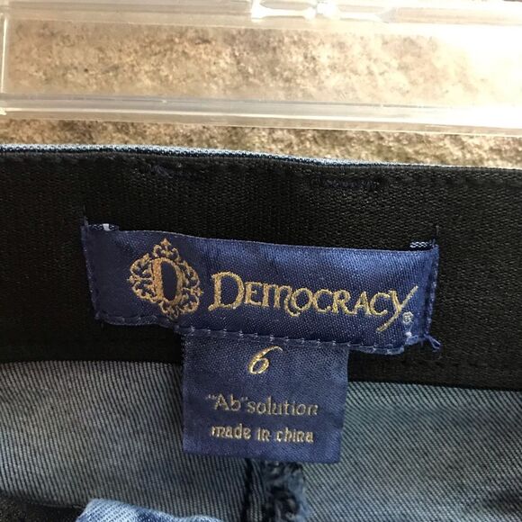 Democracy Ab Solution Straight Leg Jeans Dark Wash raw hem Rainbow thread 6 - Picture 6 of 12